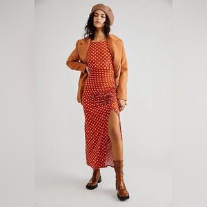 Free People Lakeside Red Heart Printed Dress